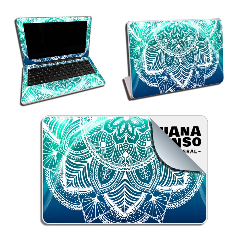 Skin Adhesivo Netbook Conectar Igualdad Juana Manso Mandala Aqua