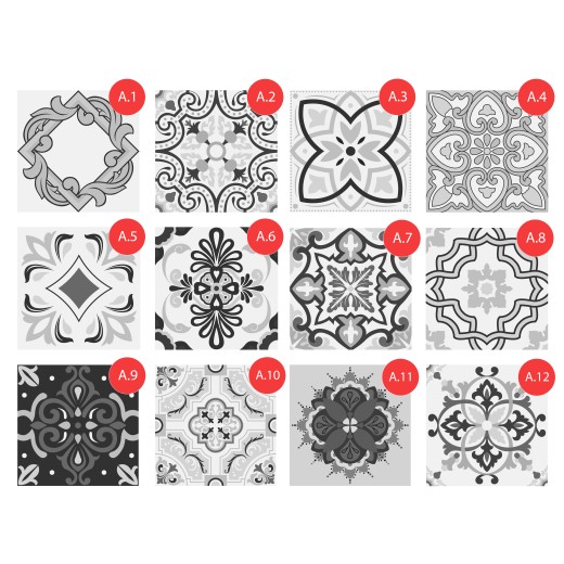 Vinilo Mosaico Adhesivo Aveiro BW x 12 un.
