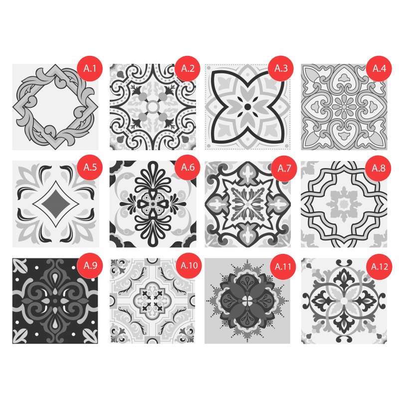 Vinilo Mosaico Adhesivo Aveiro BW x 12 un.