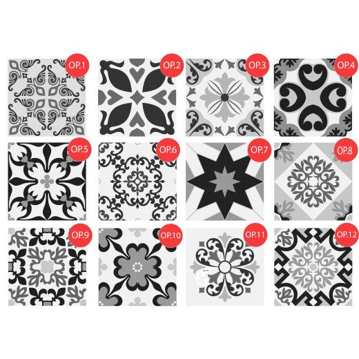 Vinilo Mosaico Adhesivo Oporto BW x 12 un.