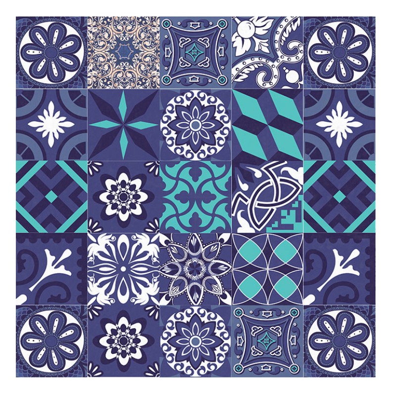 Vinilo Mosaico Adhesivo Mix Blue x 12 un.