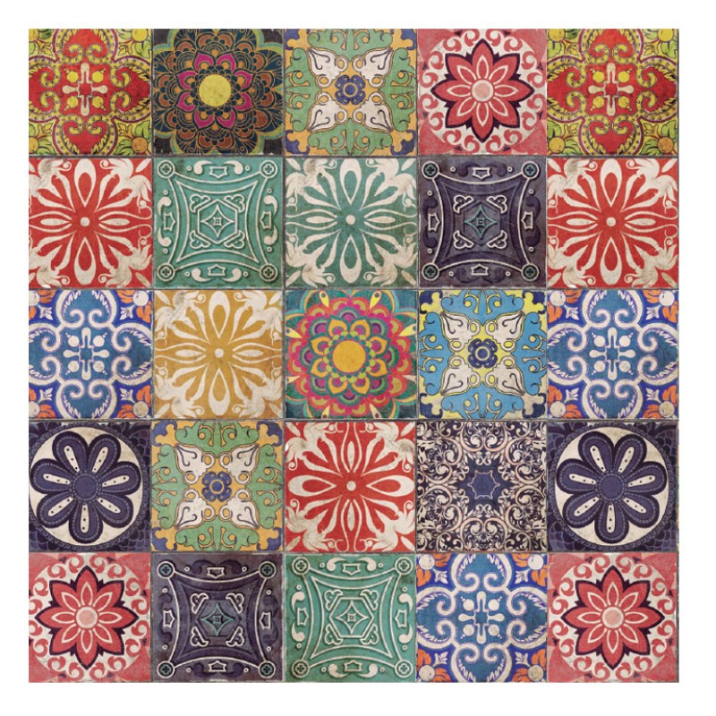 Vinilo Mosaico Adhesivo Mix Multicolor Calcareo x 12 un.