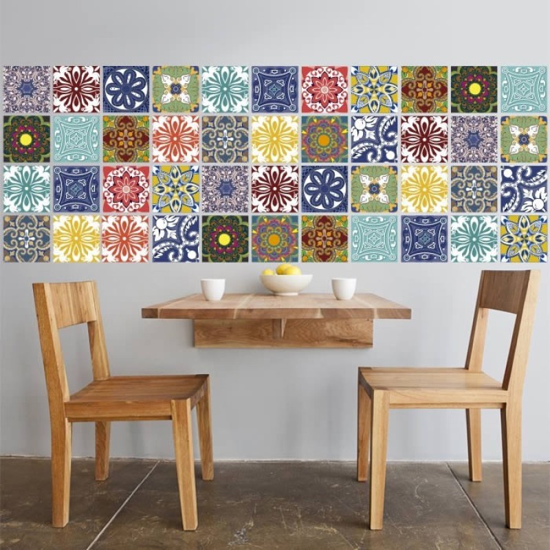 Vinilo Mosaico Adhesivo Mix Multicolor x 12 un.
